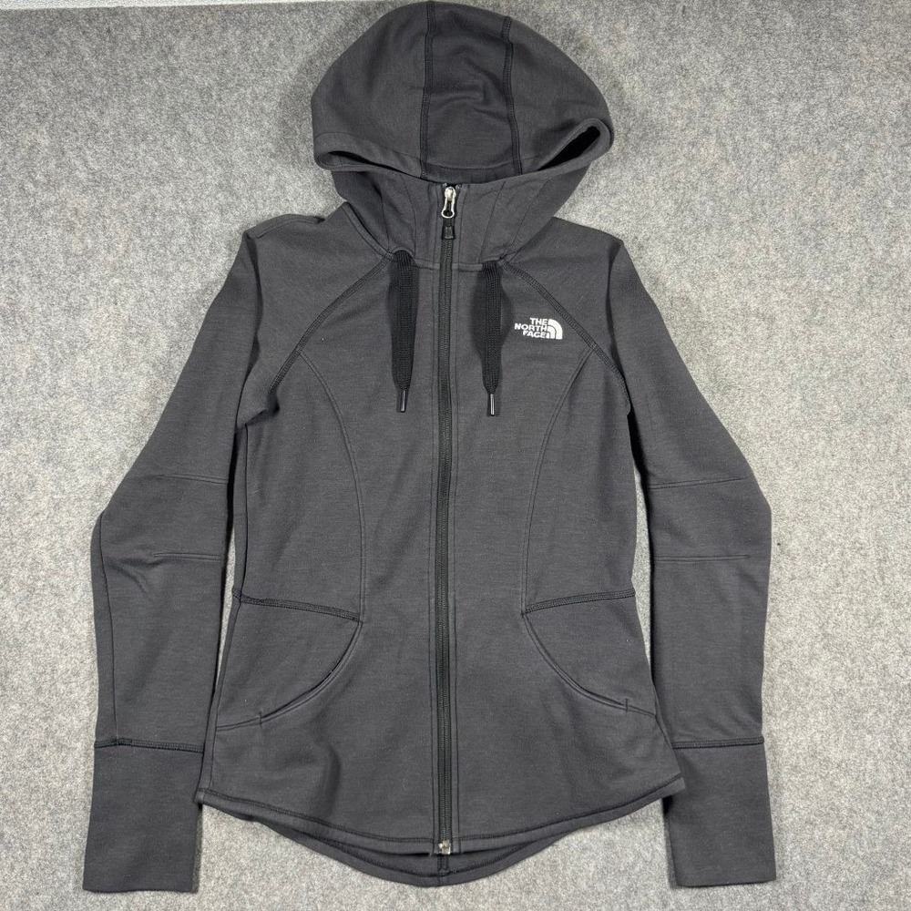The North Face Womens Full Zip Hoodie Gray Thumbhole Active Jacket S Outdoors
